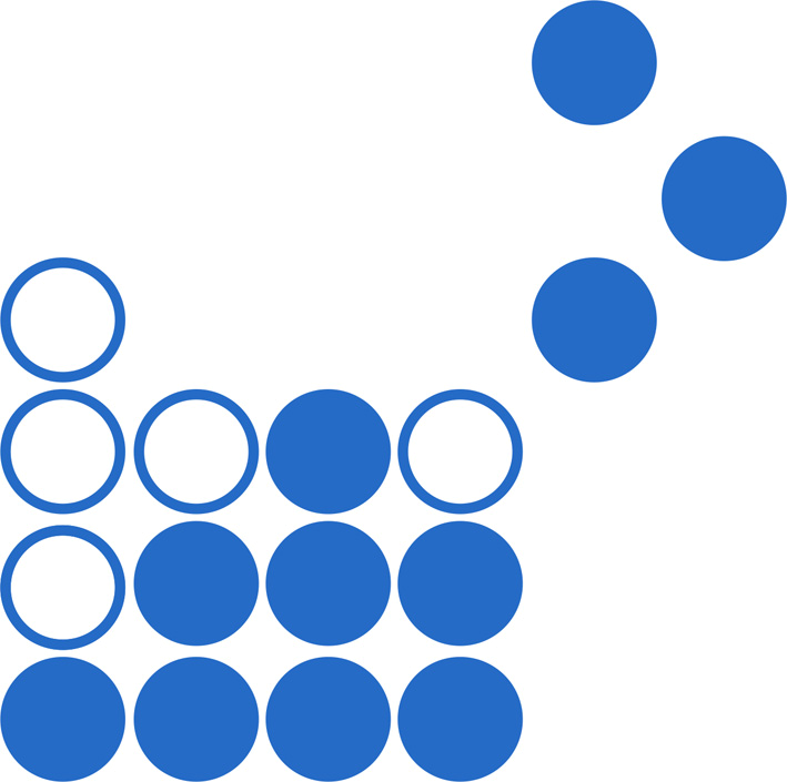 Das Logo des Vereins Leben mit Handicaps e.V.: Himmelblaue Kreise und Punkte bilden ein Viereck. Die Kreise und Punkte wechseln sich unregelmäßig ab. Auf Höhe der rechten oberen Ecke des Vierecks bilden drei himmelblaue Punkte ein Dreieck. Die Spitze des Dreiecks zeigt nach rechts. Rechts daneben steht in dicken himmelblauen Buchstaben der Name des Vereins. Darunter steht auf zwei Zeilen verteilt in dünnen Buchstaben und in derselben Farbe Kompetenzzentrum für behinderte und chronisch kranke Eltern in Sachsen.