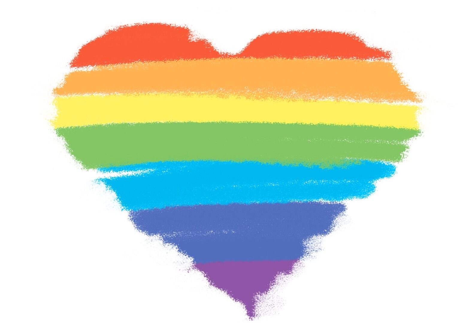 Die Illustration von Alexandra Koch auf Pixabay zeigt ein Herz in Regenbogenfarben im Stil einer Kreidezeichnung.